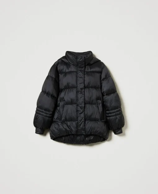 Piumino In Nylon Jacquard Rigato