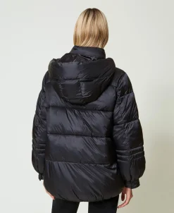Piumino In Nylon Jacquard Rigato