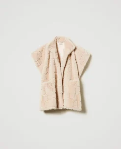 Poncho In Faux Fur Con Logo
