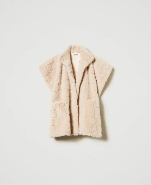 Poncho In Faux Fur Con Logo