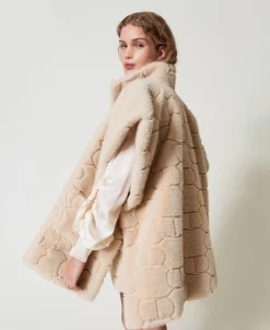 Poncho In Faux Fur Con Logo