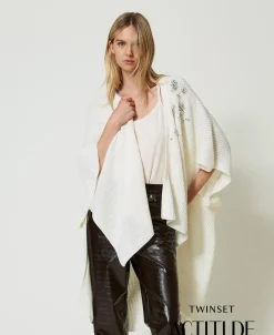 Poncho In Maglia Con Ricami