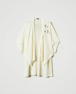 Poncho In Maglia Con Ricami