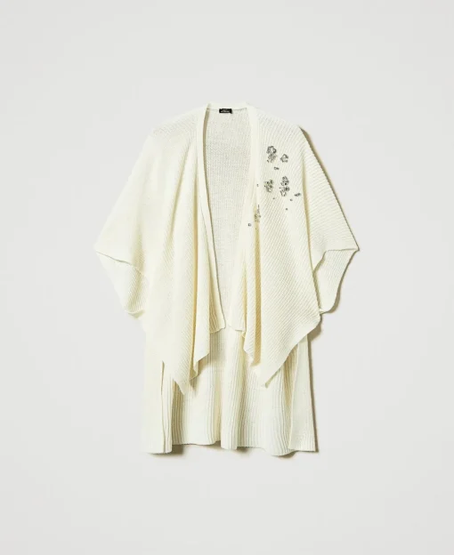 Poncho In Maglia Con Ricami