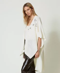 Poncho In Maglia Con Ricami