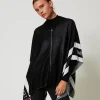 Poncho In Maglia Jacquard Con Logo