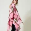 Poncho In Panno Con Frange