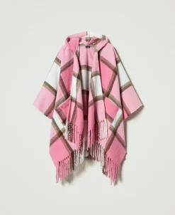 Poncho In Panno Con Frange