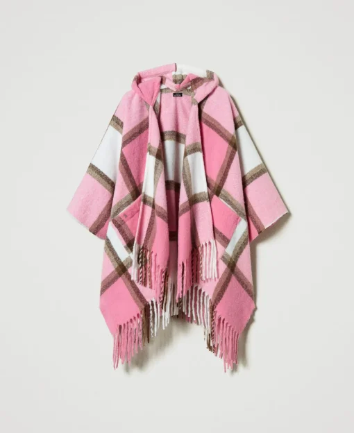 Poncho In Panno Con Frange