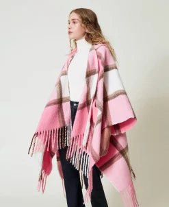 Poncho In Panno Con Frange