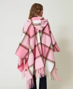 Poncho In Panno Con Frange