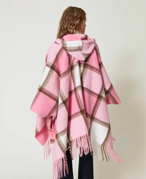 Poncho In Panno Con Frange