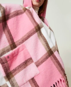 Poncho In Panno Con Frange