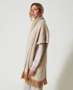 Poncho Mélange Con Frange