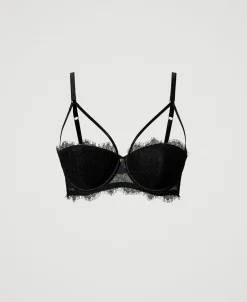 Reggiseno A Balconcino In Pizzo E Raso