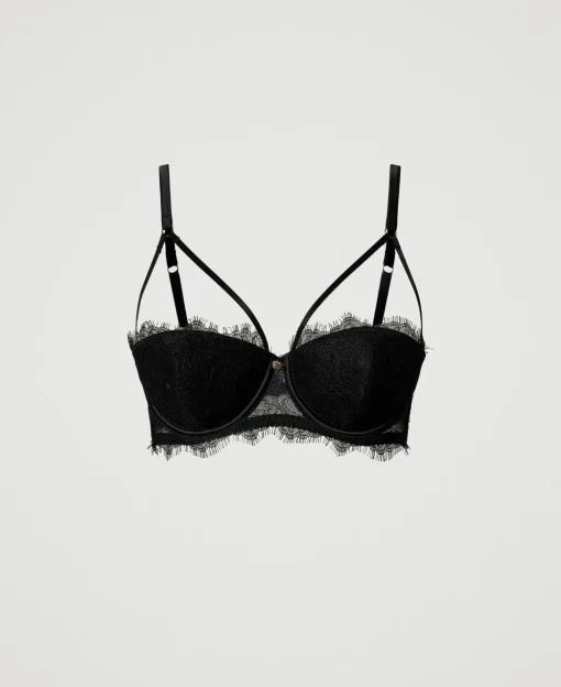 Reggiseno A Balconcino In Pizzo E Raso