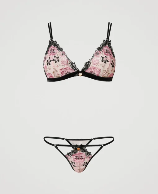 Reggiseno A Triangolo E Perizoma Con Ricamo