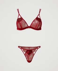 Reggiseno A Triangolo E Slip Brasiliana In Pizzo