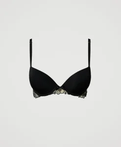 Reggiseno Push-up In Tulle Ricamato E Charmeuse