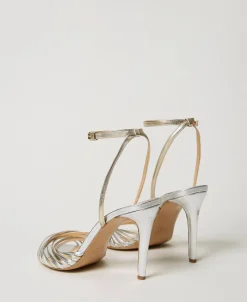 Sandali Cage In Pelle Laminata