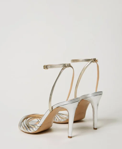 Sandali Cage In Pelle Laminata