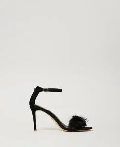 Sandali In Pelle Con Piume