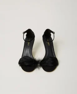 Sandali In Pelle Con Piume