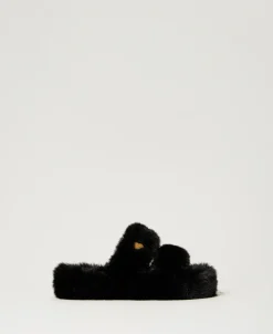 Sandali Slide In Faux Fur
