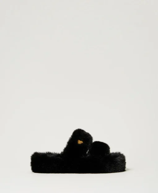 Sandali Slide In Faux Fur