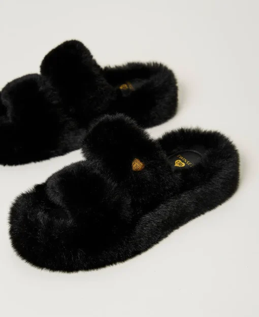 Sandali Slide In Faux Fur