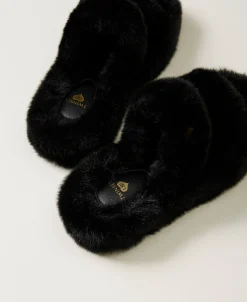 Sandali Slide In Faux Fur