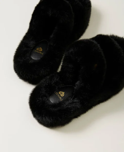 Sandali Slide In Faux Fur
