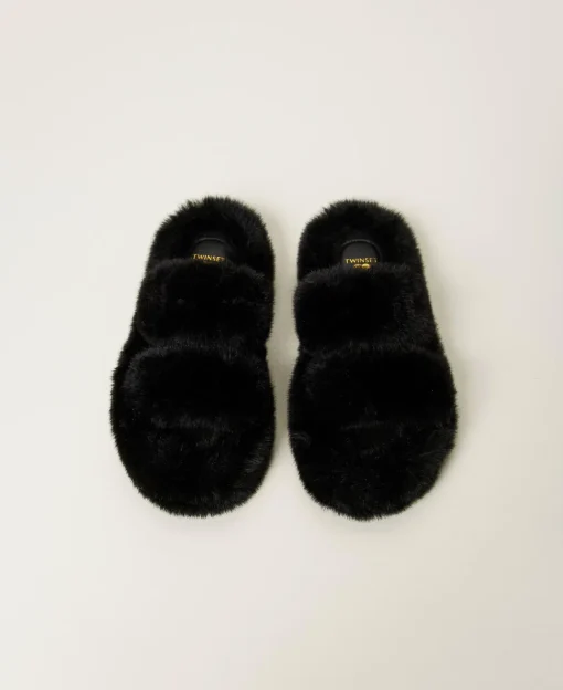 Sandali Slide In Faux Fur