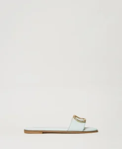 Sandali Slide In Pelle Con Oval T