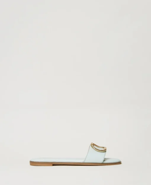 Sandali Slide In Pelle Con Oval T
