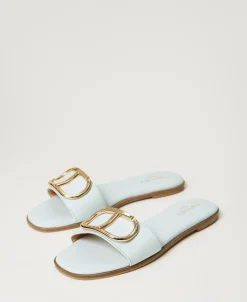 Sandali Slide In Pelle Con Oval T