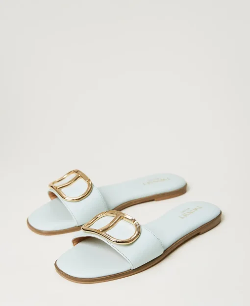 Sandali Slide In Pelle Con Oval T