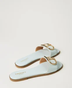 Sandali Slide In Pelle Con Oval T