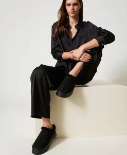 Scarpe Sabot Con Faux Fur