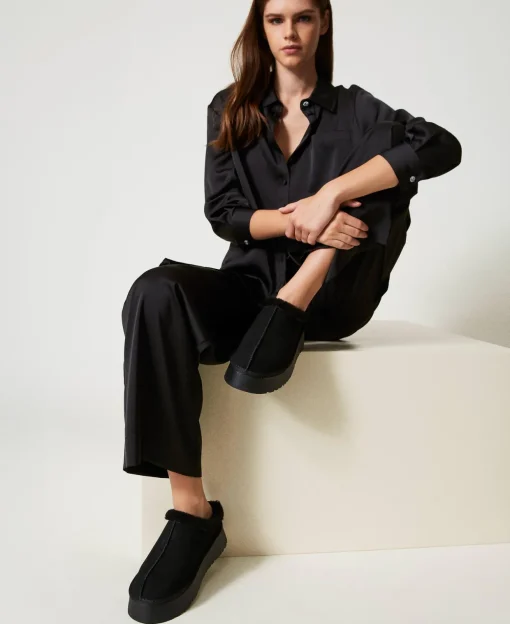 Scarpe Sabot Con Faux Fur