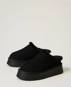 Scarpe Sabot Con Faux Fur