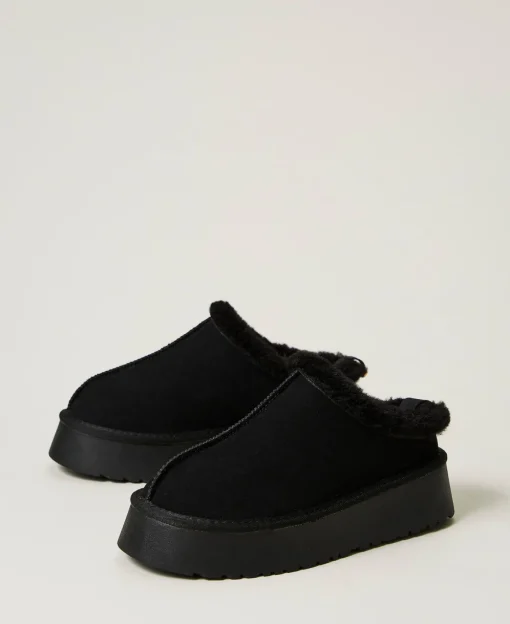 Scarpe Sabot Con Faux Fur