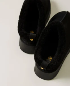 Scarpe Sabot Con Faux Fur