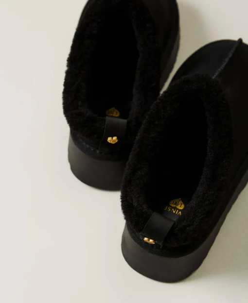 Scarpe Sabot Con Faux Fur