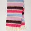 Sciarpa A Righe Multicolor Con Frange