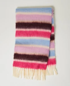 Sciarpa A Righe Multicolor Con Frange