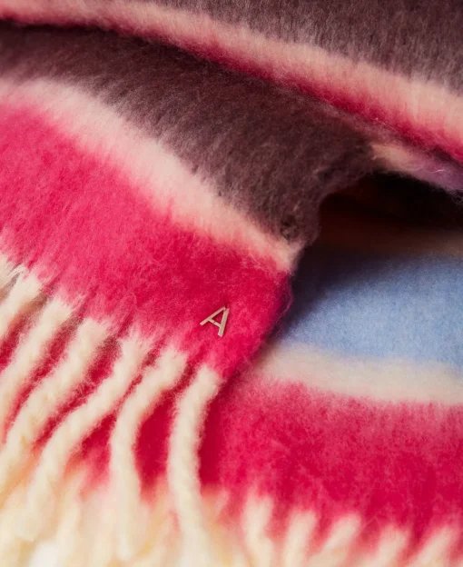 Sciarpa A Righe Multicolor Con Frange