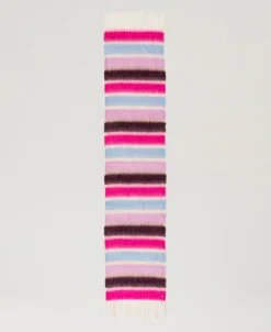 Sciarpa A Righe Multicolor Con Frange