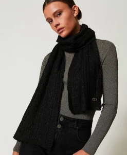 Sciarpa In Maglia Con Lurex A Trecce