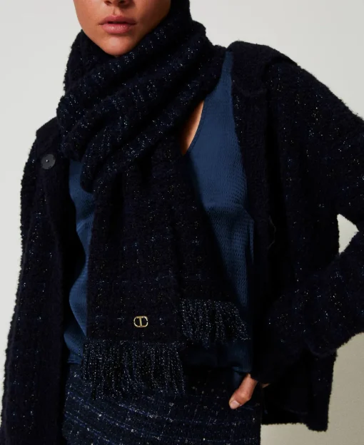 Sciarpa In Maglia Con Lurex E Frange